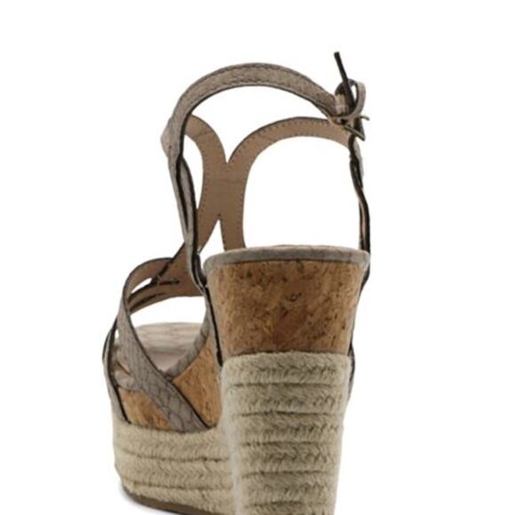 Adrienne Vittadini Espadrille Sandals Women's Size 10 Taupe Platform Wedge Beach - Picture 3 of 4